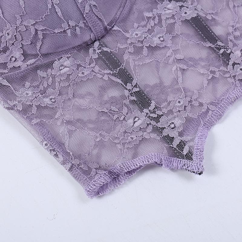 Backless lace bustier ruffle solid cami crop top