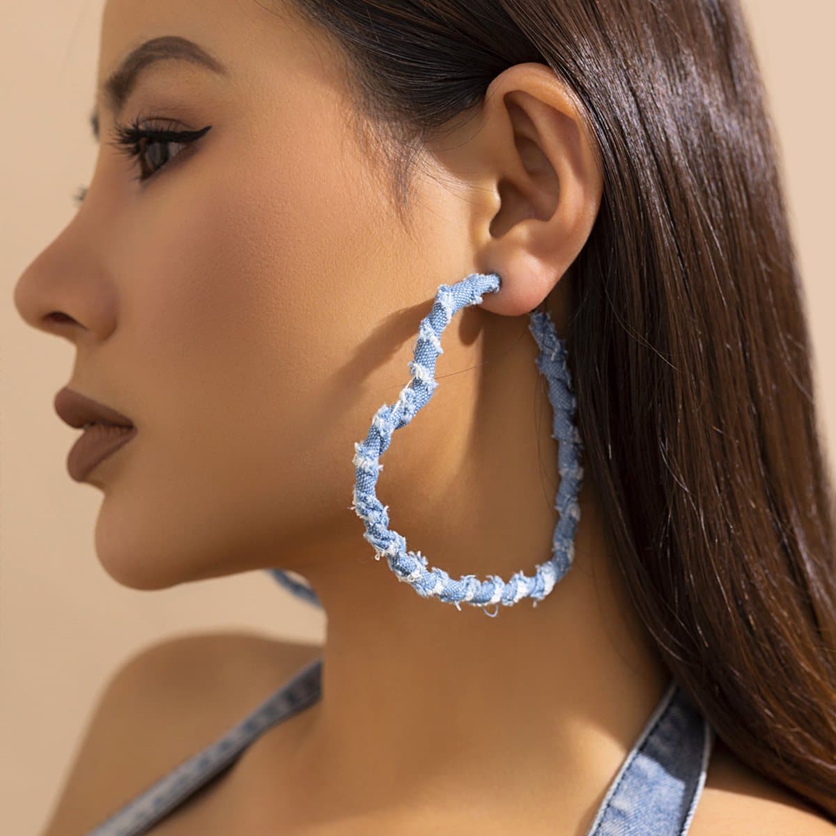 Denim Heart Earrings
