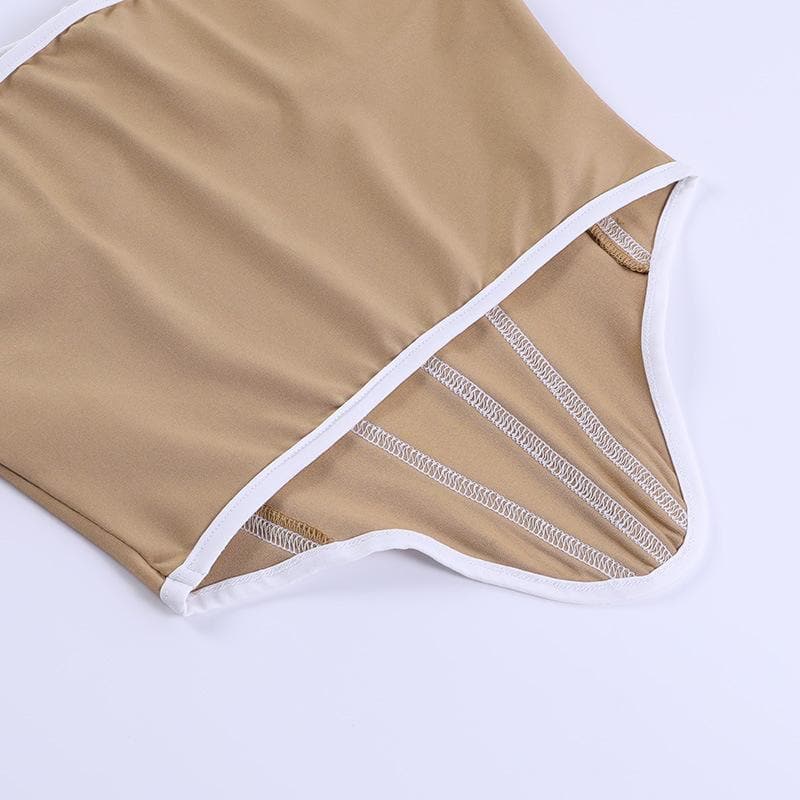 Top a tubino con scollo a cuore e schiena scoperta in rete a contrasto 