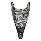 Square neck sleeveless hollow out abstract buckle bodysuit