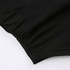 Butterfly pattern crewneck contrast short sleeve crop top