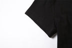 Short sleeve cross pattern crewneck contrast crop top