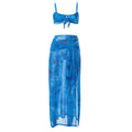 Backless mesh slit self tie tie dye maxi skirt set