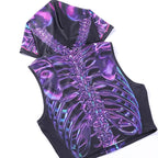 Hoodie abstract contrast sleeveless crop top