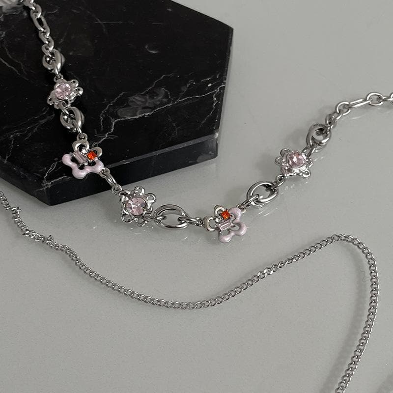 Flower Multicolor Layered Choker Necklace