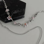 Flower Multicolor Layered Choker Necklace