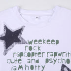 Star pattern contrast short sleeve crewneck crop top