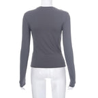 Crewneck solid long sleeve top