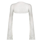 Flared sleeve lace hollow out solid shrug top