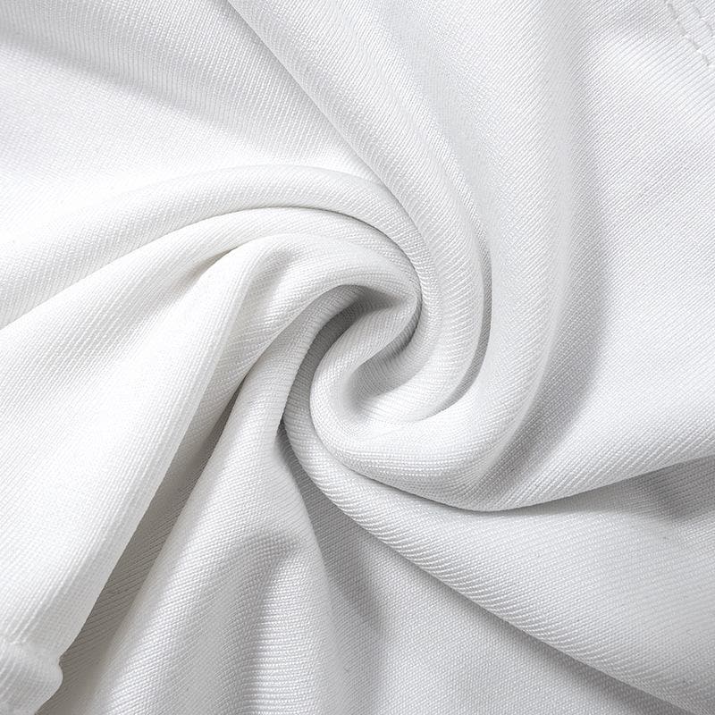Top corto senza schienale con motivo a ciliegia e fibbia a contrasto 