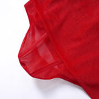 Mesh solid v neck off shoulder backless corset top