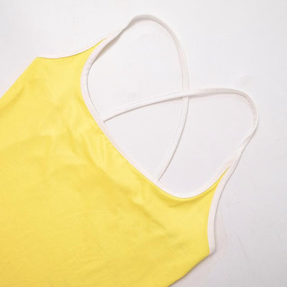 Rückenfreies, kontrastierendes 2-Wege-Camisole-Midikleid mit Farbverlauf und quadratischem Ausschnitt 