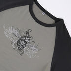 Short sleeve abstract patchwork contrast top