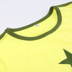Patchwork short sleeve star pattern contrast top