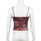 Square neck backless contrast print cami top