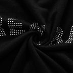 Crewneck short sleeve "REAL BAD" beaded crop top