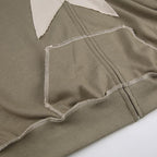 Stitch star patchwork drawstring pocket zip-up hoodie coat - Final Sale