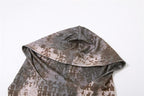 Felpa con cappuccio, senza maniche, con zip, corsetto, top corto arricciato a contrasto 