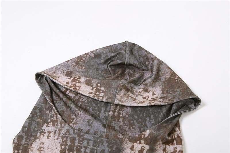 Felpa con cappuccio, senza maniche, con zip, corsetto, top corto arricciato a contrasto 