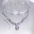 Heart Pendant Chain Multicolor Necklace