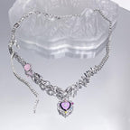 Heart Pendant Chain Multicolor Necklace