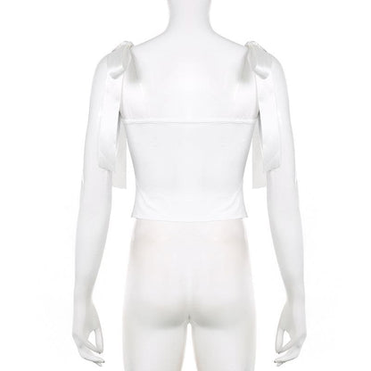 Top scollato e senza schienale con corsetto arricciato e allacciatura automatica