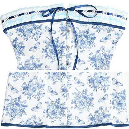 Mini-Tube-Kleid mit Blumenmuster und Spitzensaum und Kontrastknöpfen