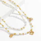 Beaded butterfly pendant multicolor waist chain