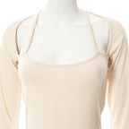 Body a maniche lunghe con scollo all'americana e coste unite 