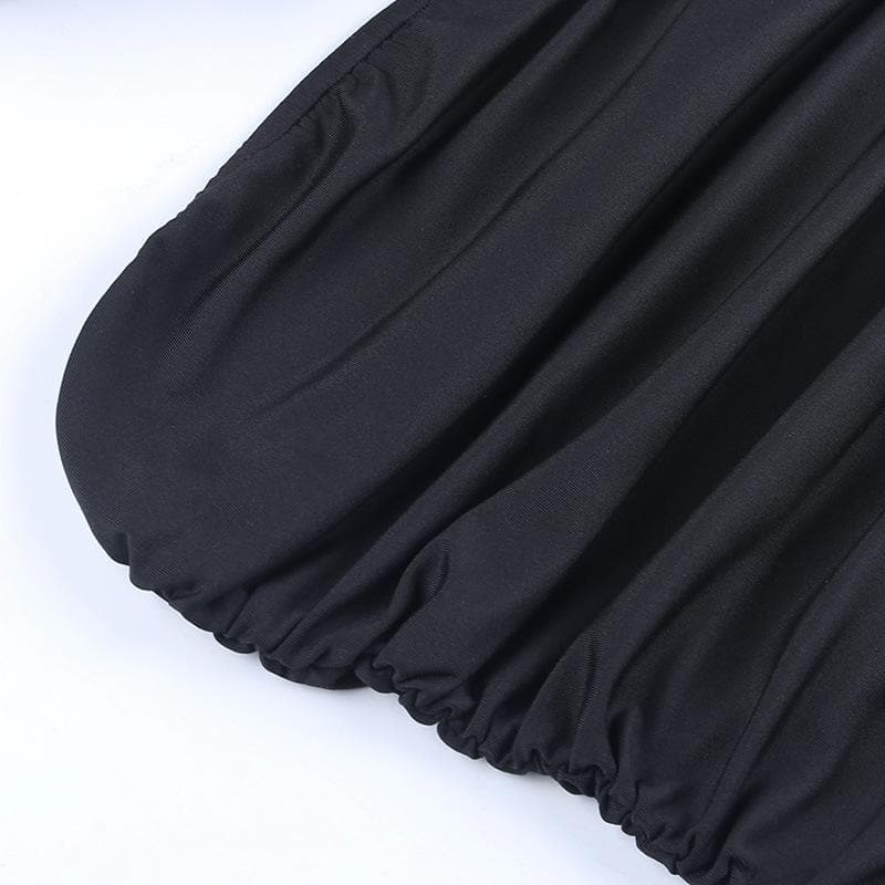 Sleeveless solid off shoulder flower applique ruched tube top - Final Sale