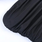 Sleeveless solid off shoulder flower applique ruched tube top - Final Sale