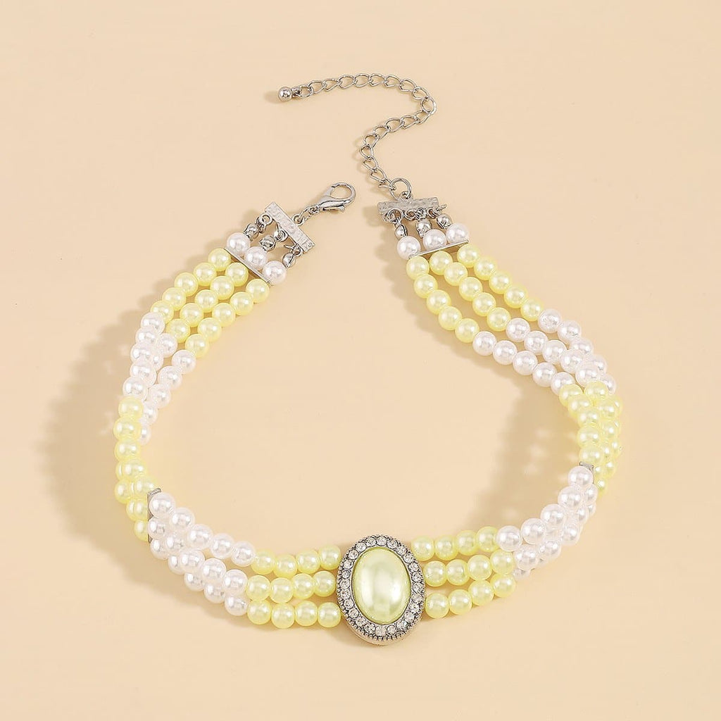 Pearl Beaded Layered Choker Necklace