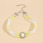 Pearl Beaded Layered Choker Necklace