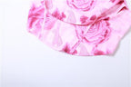 Flower print contrast backless cowl neck bustier cami crop top