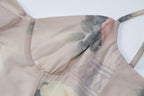 Miniabito con scollo a V e zip a contrasto, stampa floreale in chiffon