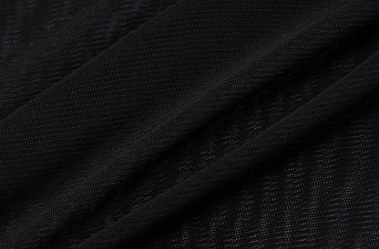 Transparentes, rückenfreies Midikleid aus transparentem Netzstoff mit langen Ärmeln und Selbstschnürung
