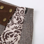 Minigonna a trapezio con cerniera a contrasto e bottoni patchwork 
