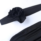 Sleeveless solid off shoulder flower applique ruched tube top - Final Sale