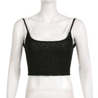 Lace patchwork contrast backless sleeveless crop top