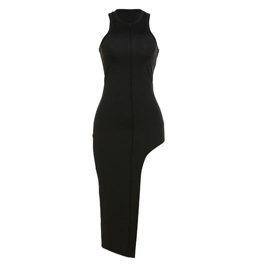 Ärmelloses Midikleid mit Rundhalsausschnitt und unregelmäßigem Stitch-Muster 