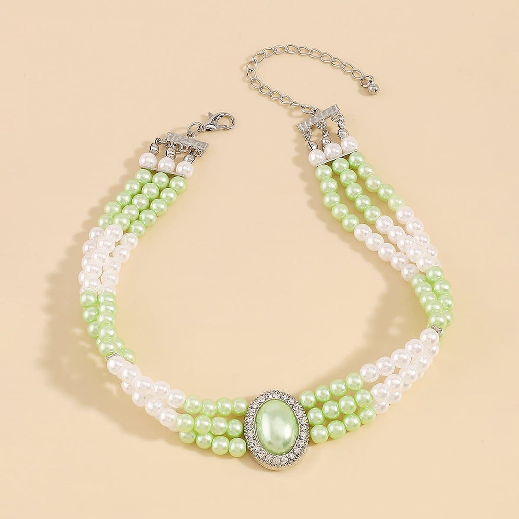Pearl Beaded Layered Choker Necklace