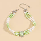 Pearl Beaded Layered Choker Necklace