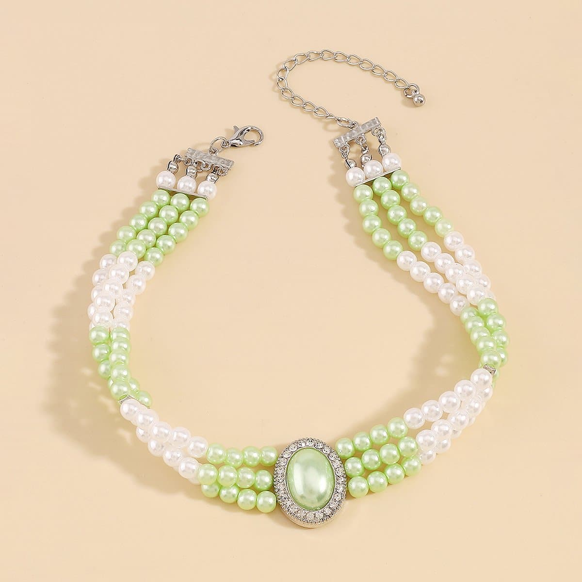 Pearl Beaded Layered Choker Necklace