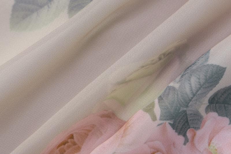 Miniabito con scollo a V e zip a contrasto, stampa floreale in chiffon