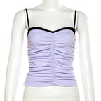 Ruched backless contrast patchwork cami top