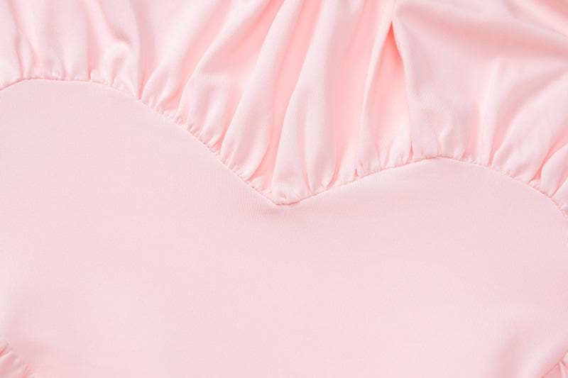 Irregular long sleeve ruched crewneck solid top