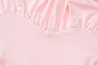 Irregular long sleeve ruched crewneck solid top