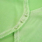 Turnover collar ribbed solid long sleeve ruffled button top - Final Sale