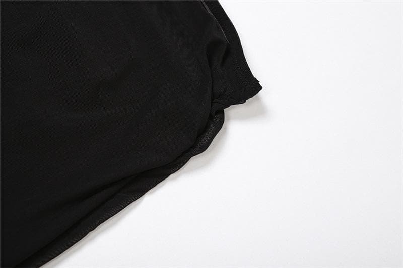 Mesh off shoulder halter solid backless ruched top