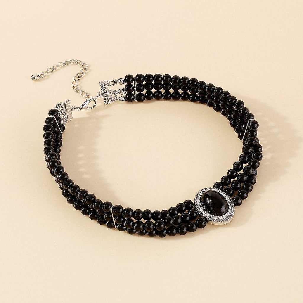 Pearl Beaded Layered Choker Necklace